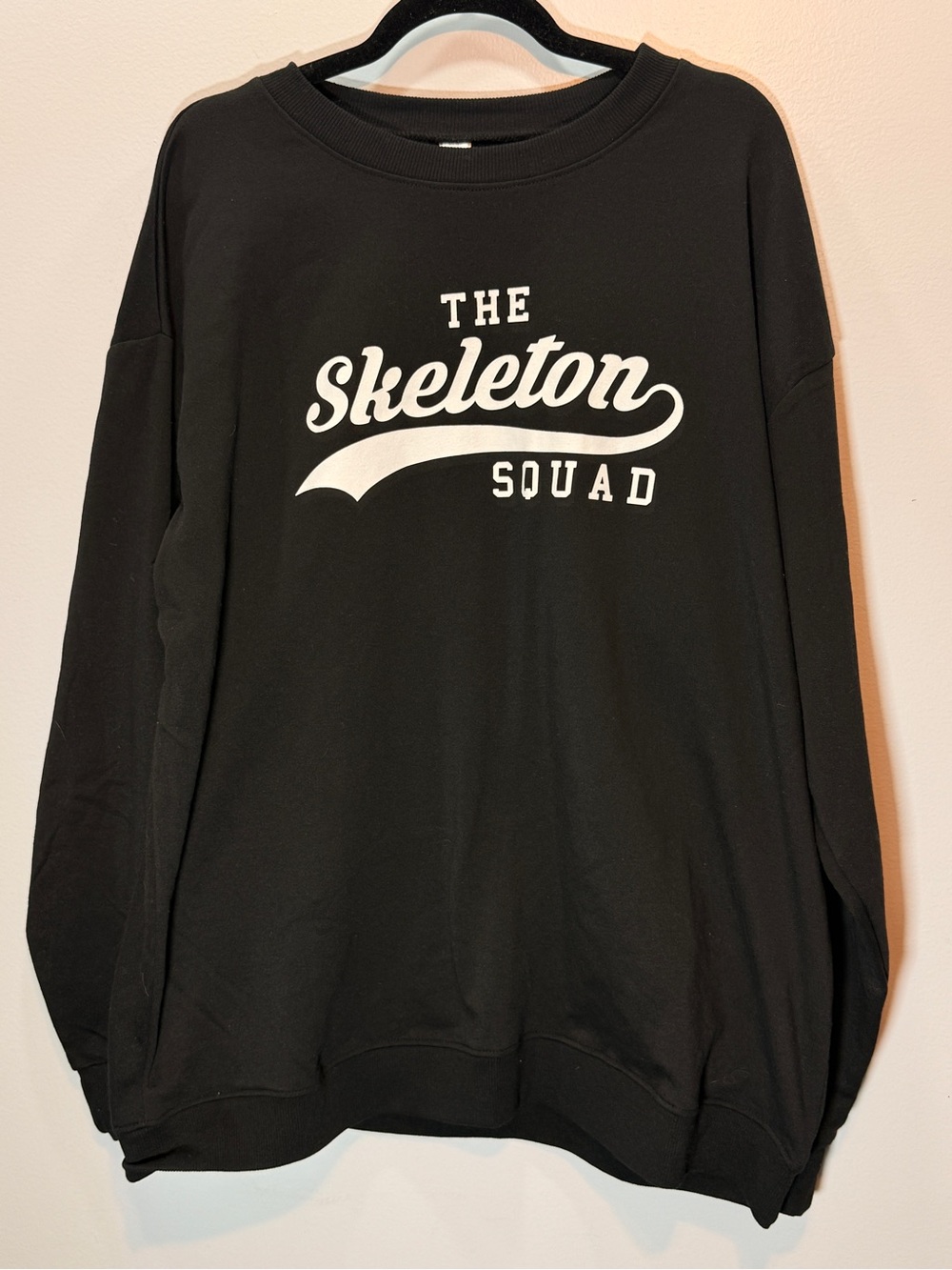 Source Unknown Black Crewneck with White 'Skeleton Squad' Graphic